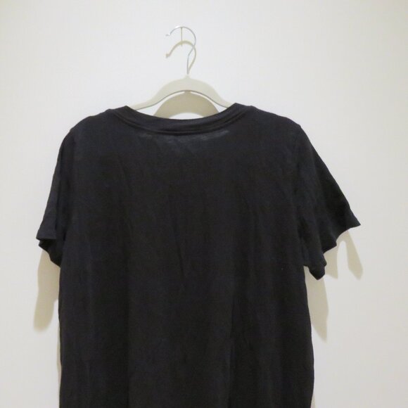 EILEEN FISHER Organic Cotton Slubby Jersey V-Neck Dress Black Minimalist Casual - Picture 10 of 14